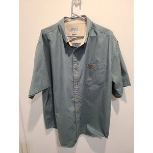 Carhartt Mens Work Shirt 2XL Blue Button Down Short Sleeve Cotton,  A8